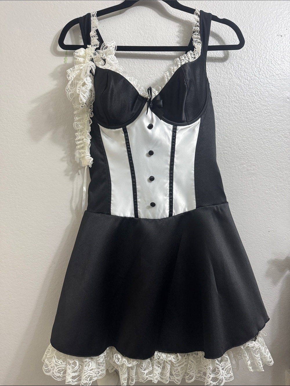 Frederick’s of Hollywood Black and White Lace-Accent Dress